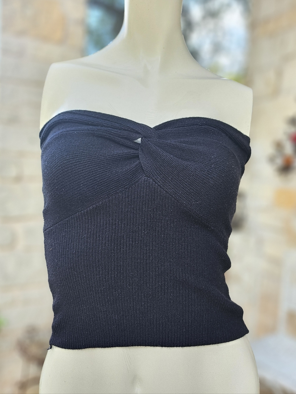 Cute Little Viscose Rayon Knit Boob Tube Strapless Bow Top S